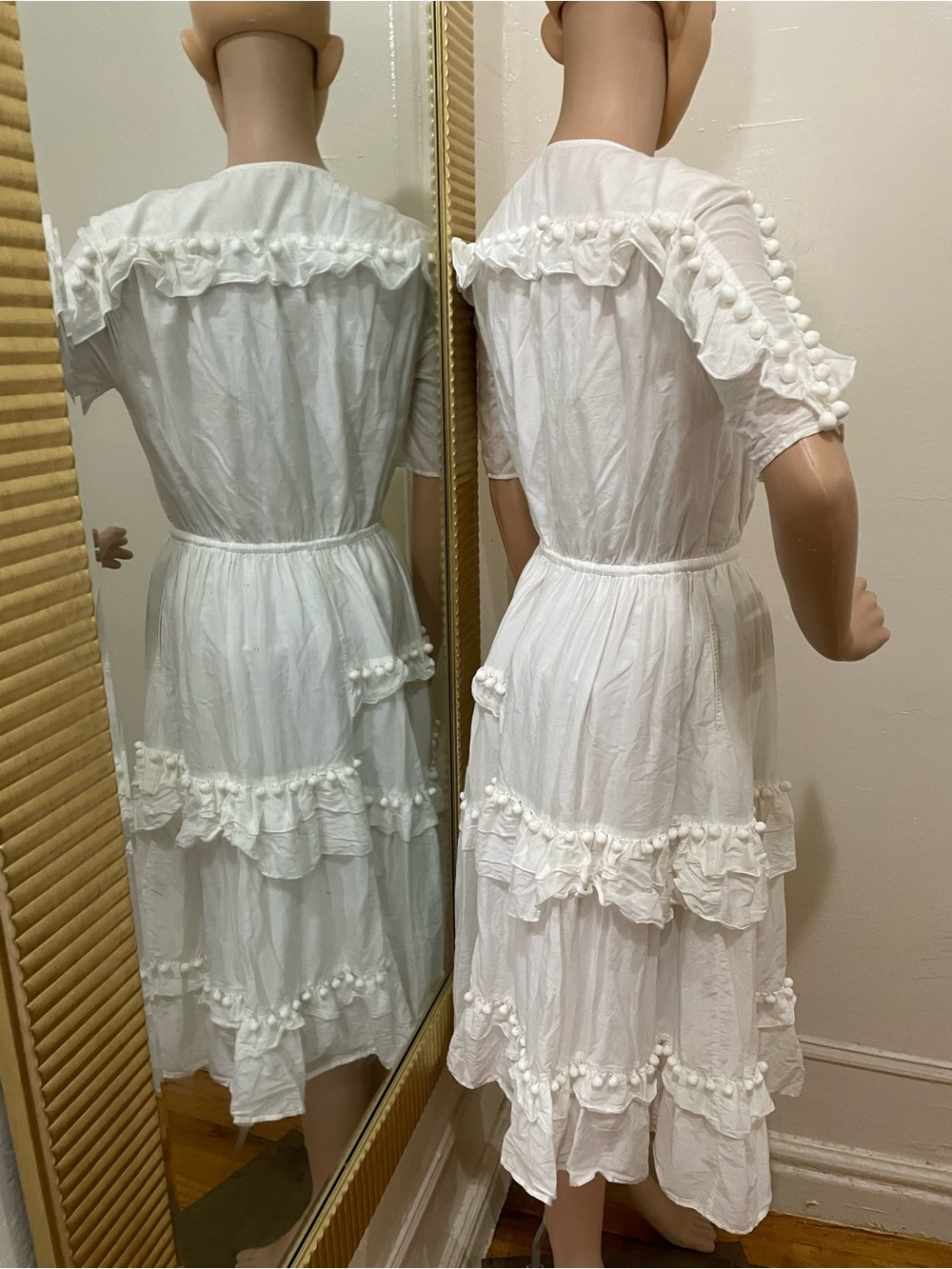 Sea New York White Tiered Midi Dress with Lace Accents - Picture 9 of 15